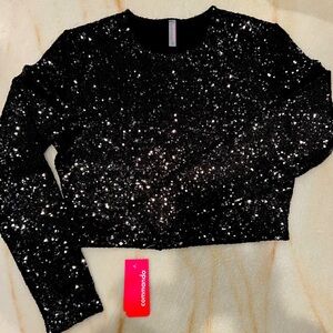 Commando Sequin long sleeve crop top